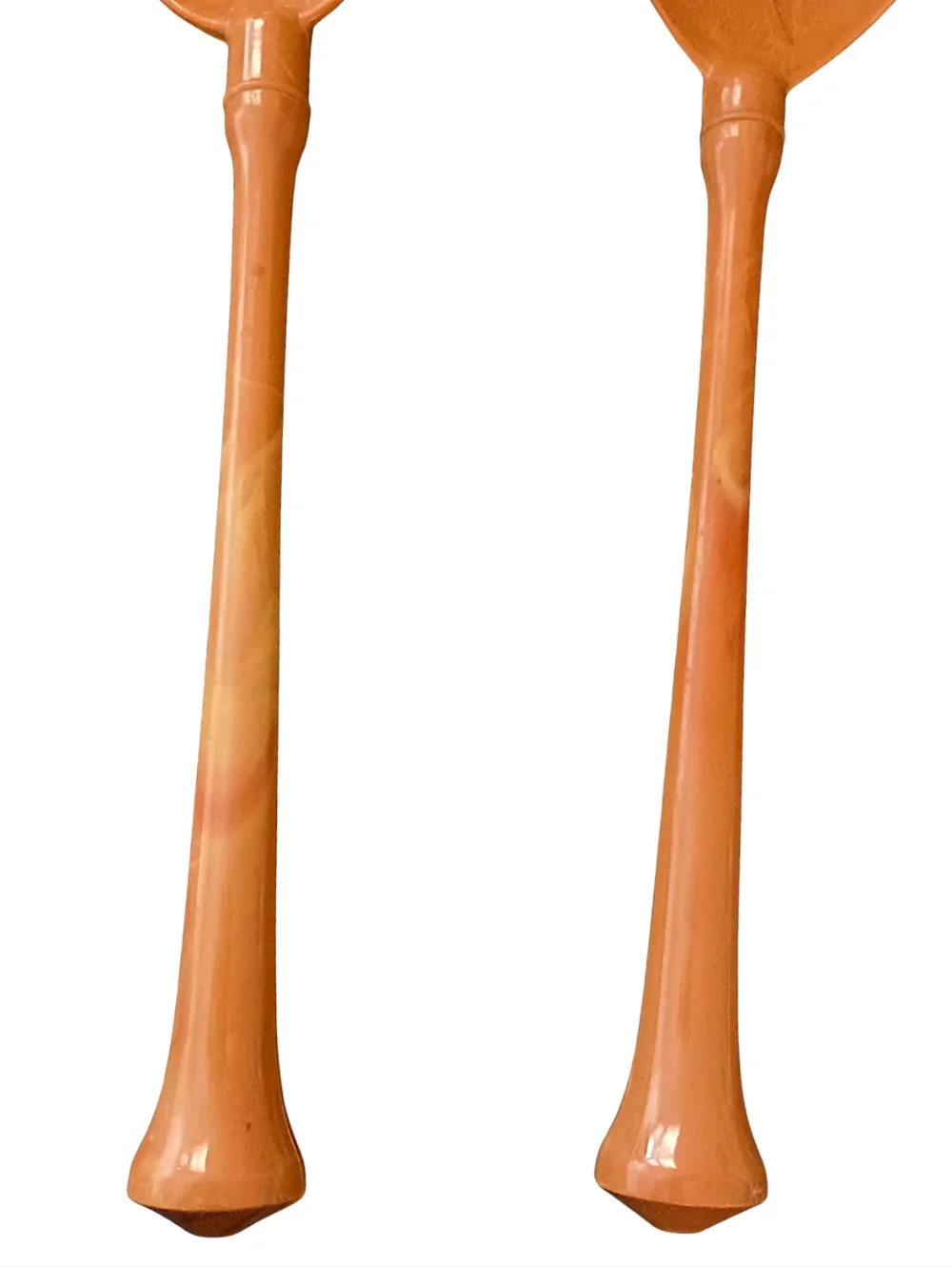 Vintage Melamine Salad Servers Fork Spoon Butterscotch Swirl Harvest‎ Gold MCM